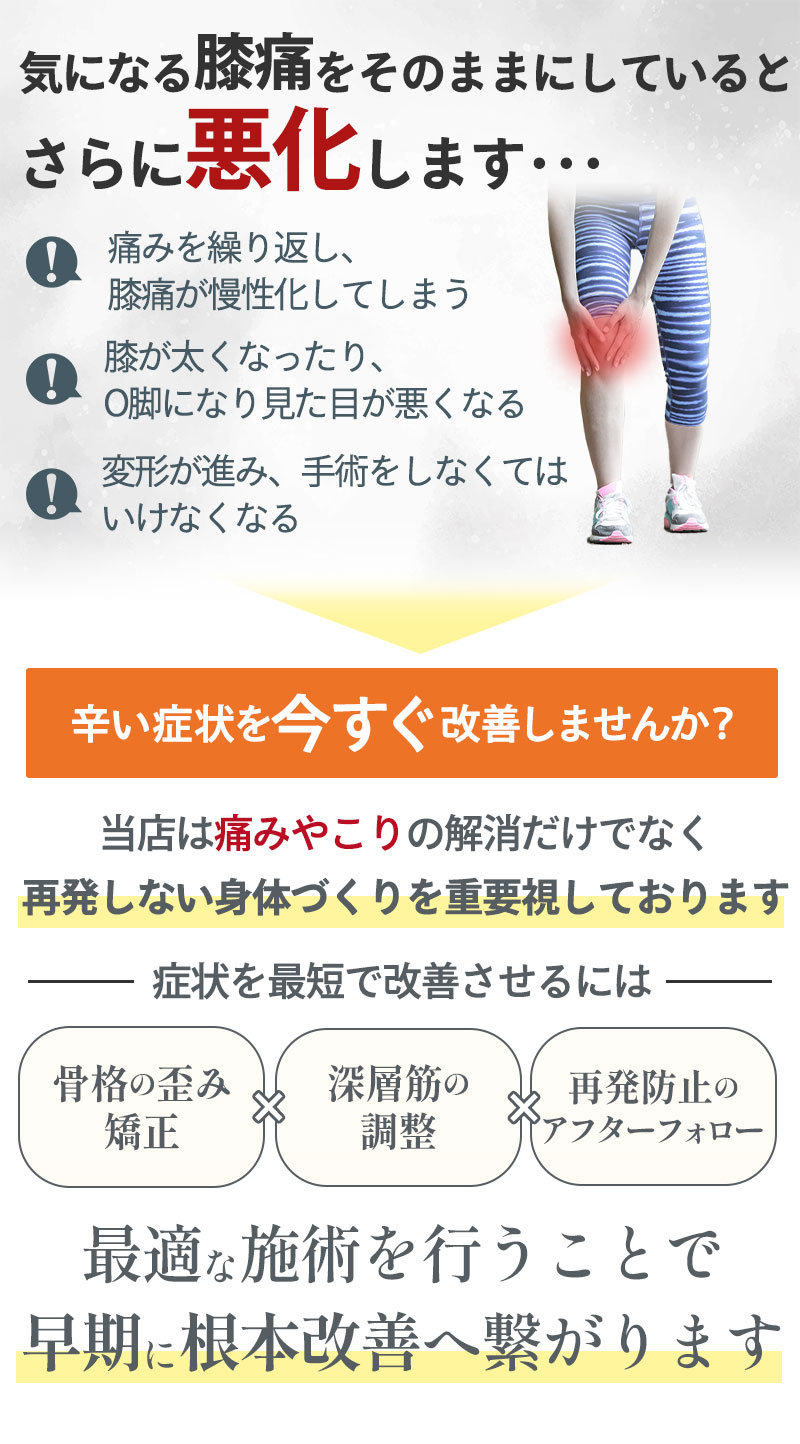 膝痛:そのままにしていると